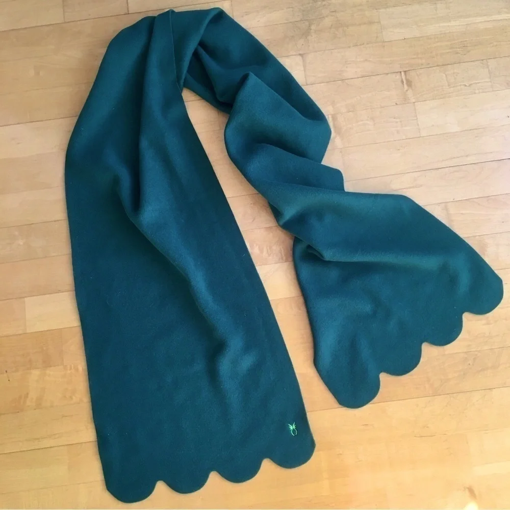 dudley stephens Fleece Scalloped Edge Scarf, Hunter Green